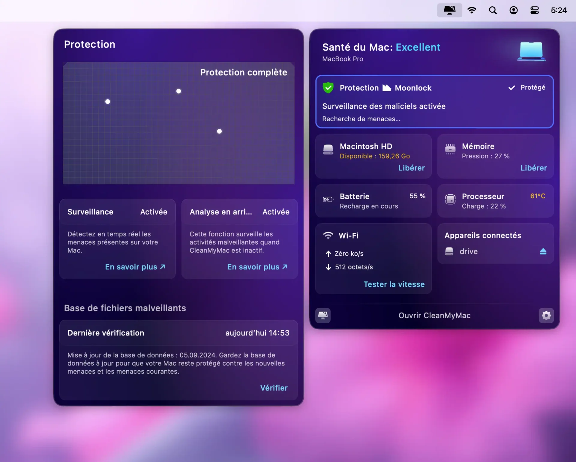 CleanMyMac 2025 – Le test complet 16 15 Menu Protection FR.jpg