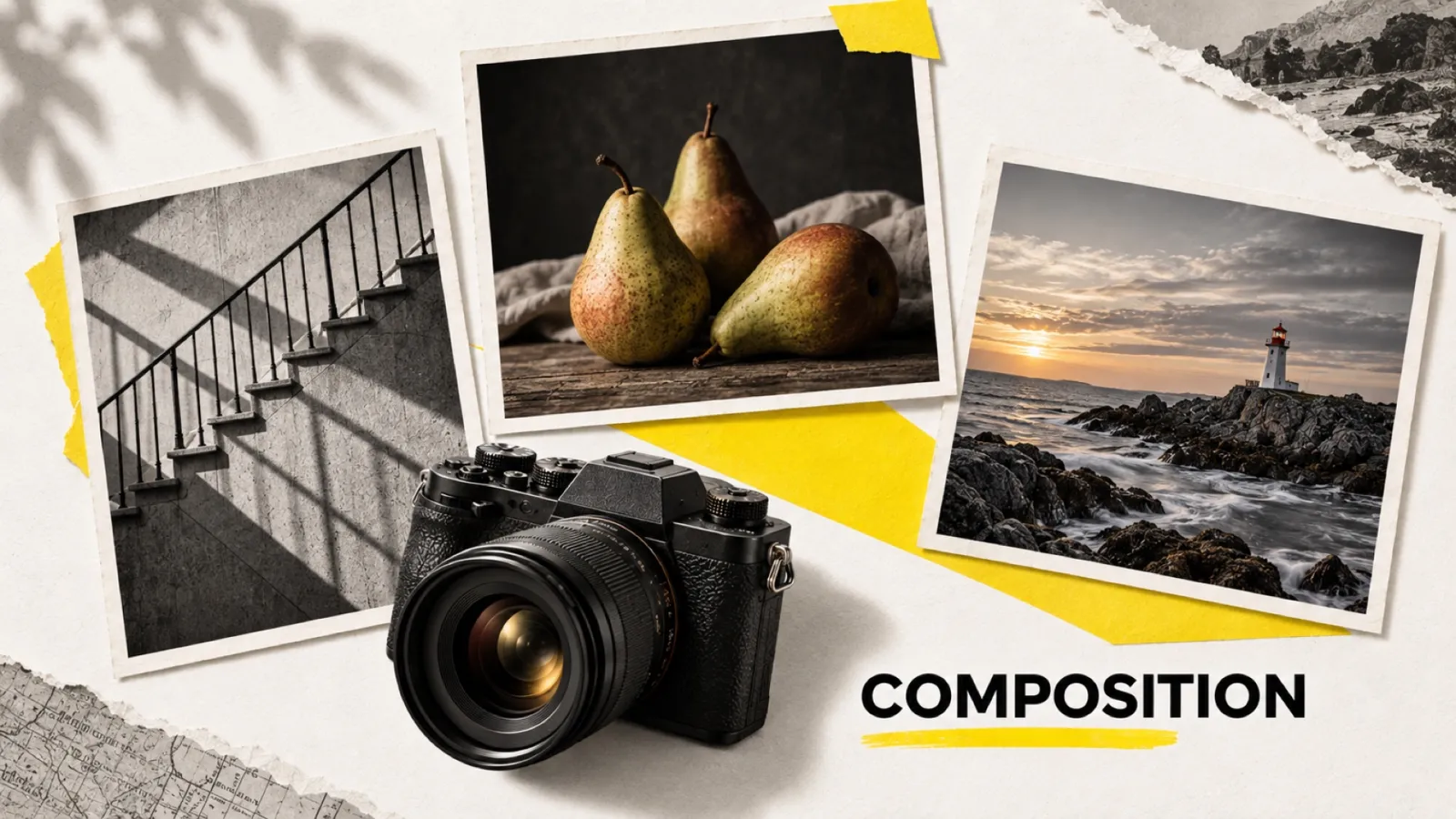 Illustration en collage photographique de l’article « 5 règles de composition pour améliorer vos photos »