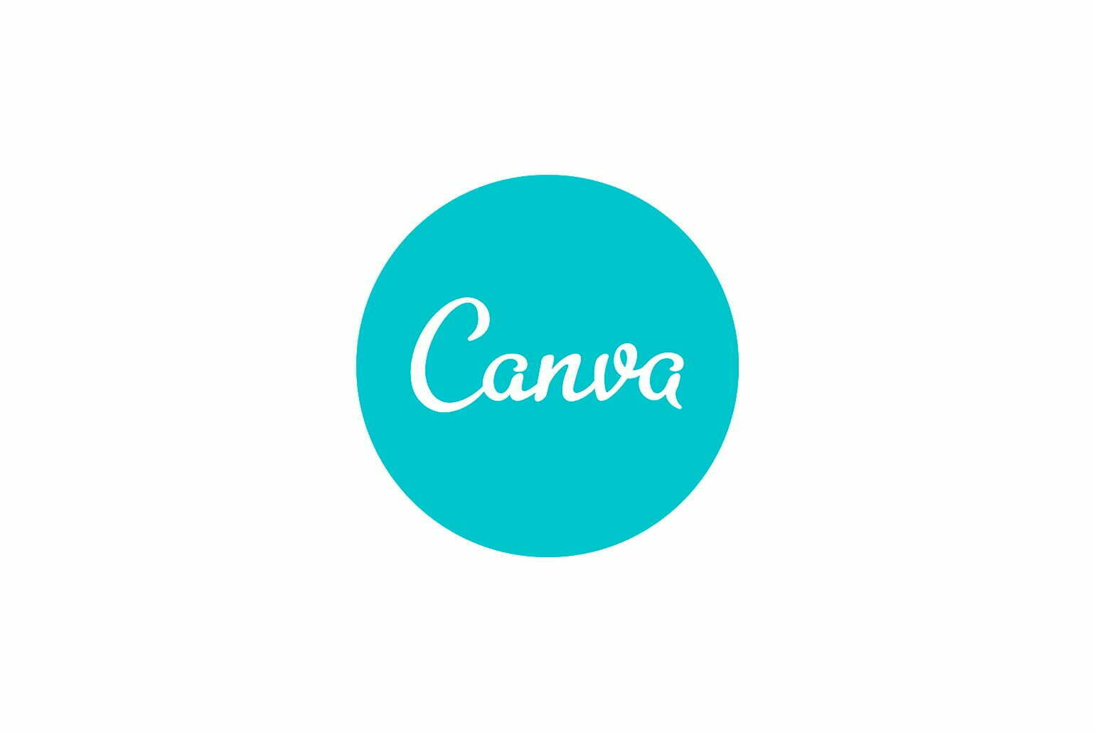 Logo de Canva sur fond blanc avec un cercle turquoise et le texte en blanc.
