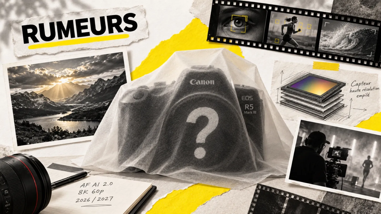 Illustration en collage photographique de l’article « Canon EOS R5 Mark III : tout ce qu’on attend pour 2026/2027 »