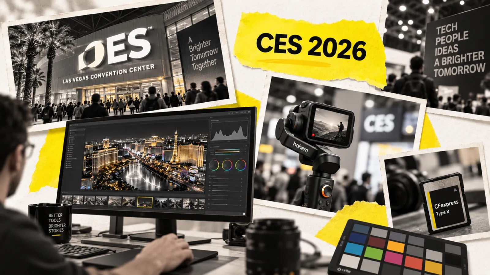 Illustration en collage photographique de l’article « CES 2026 : ce que les photographes doivent retenir »