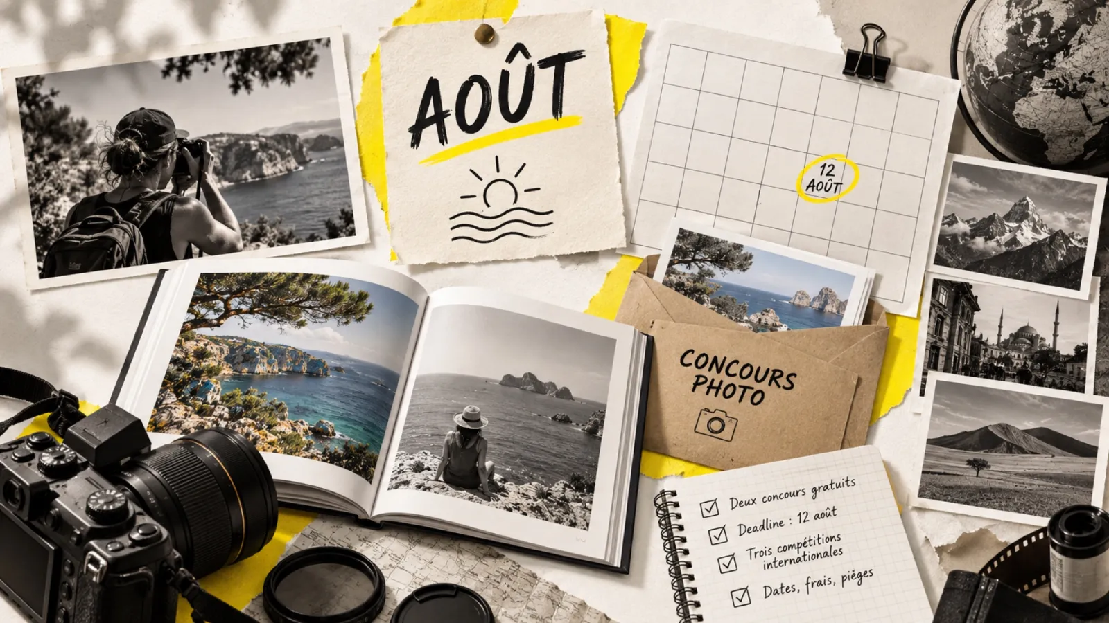 Illustration en collage photographique de l’article « Concours photo d’août 2026 : les compétitions à ne pas manquer »
