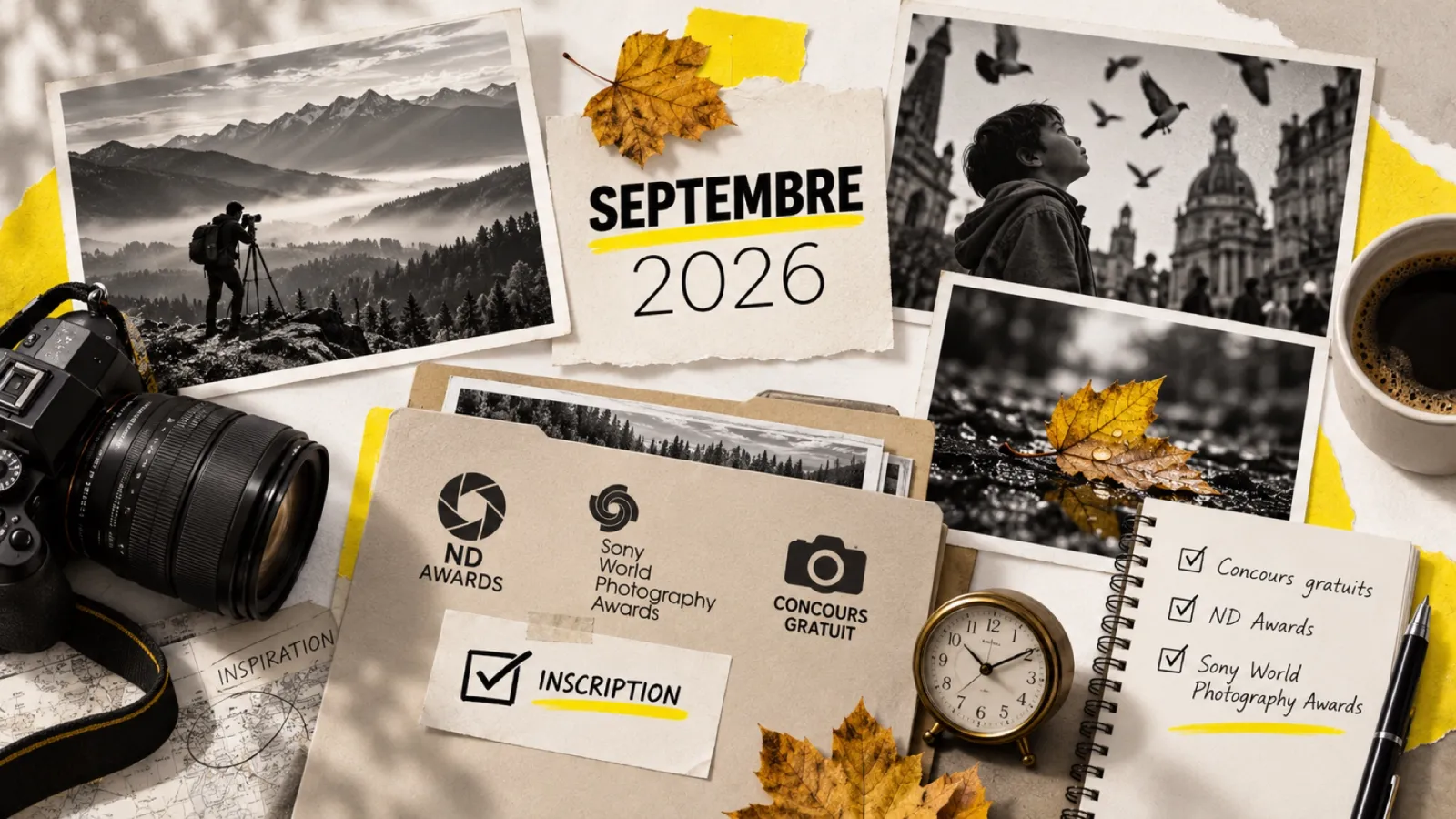 Illustration en collage photographique de l’article « Concours photo de septembre 2026 : les compétitions à ne pas manquer »