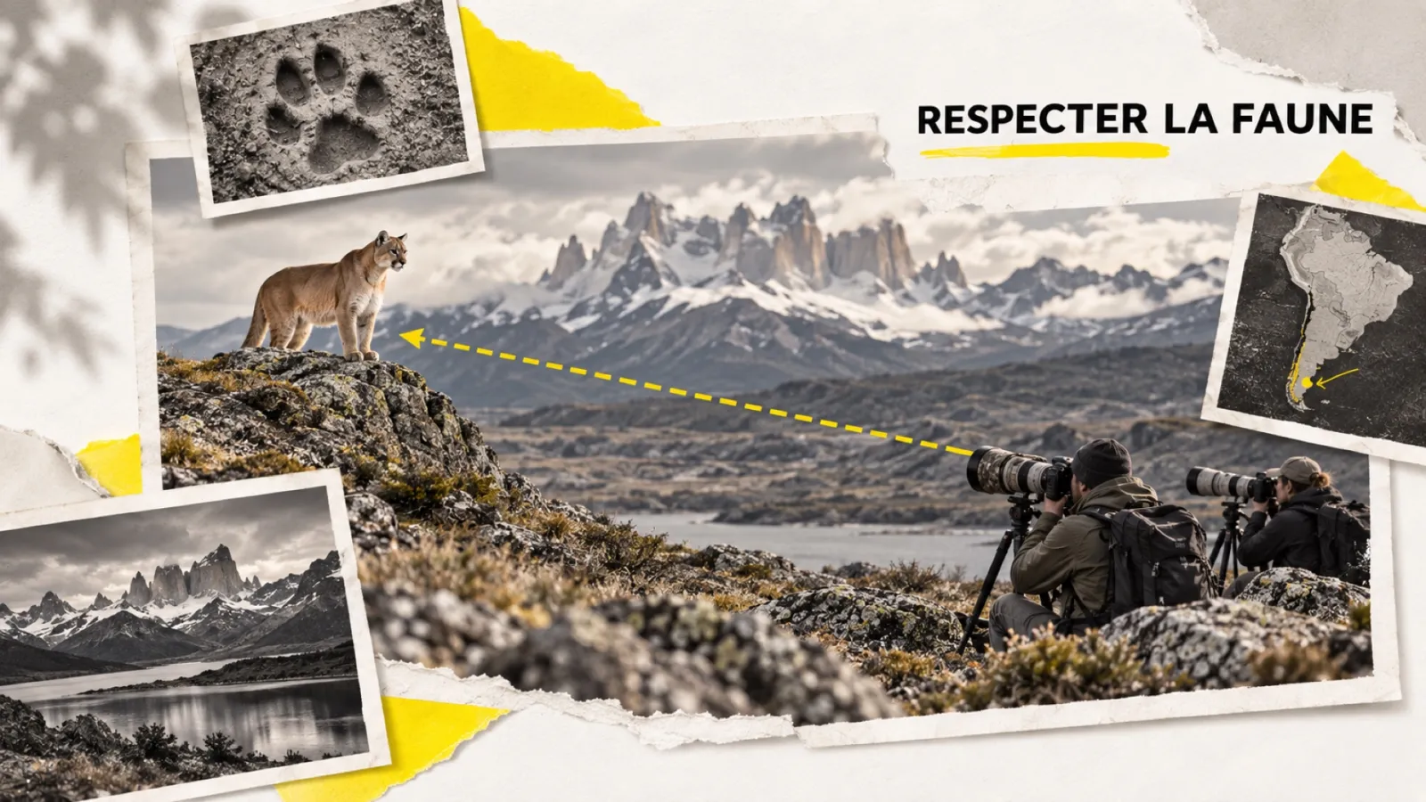 Illustration en collage photographique de l’article « Photographes trop près d’un puma : où est la limite ? »