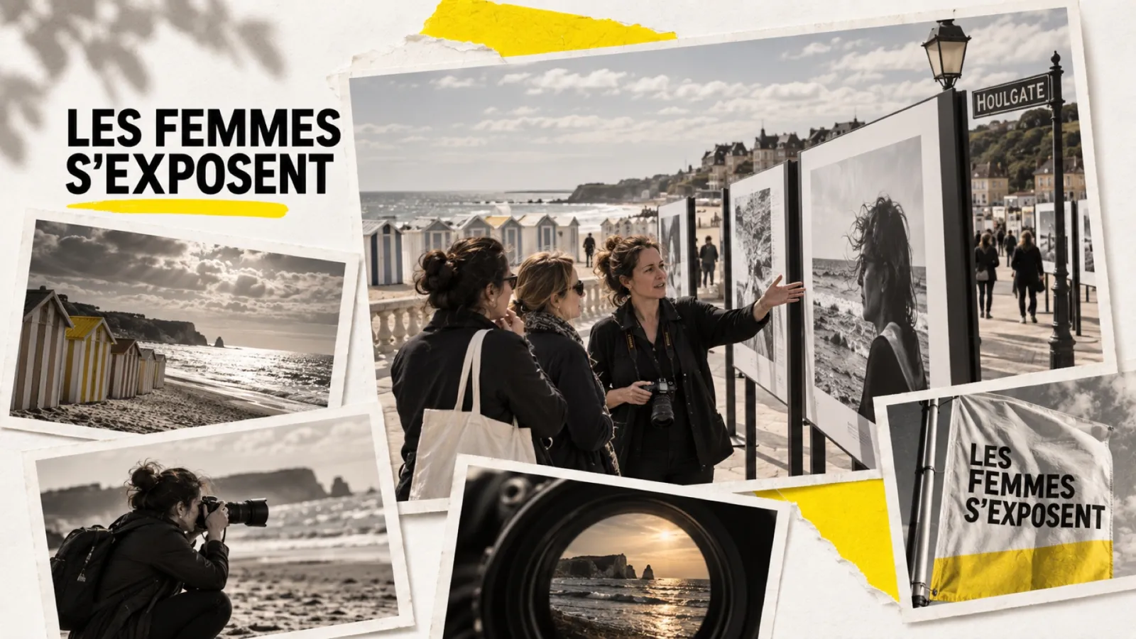 Illustration en collage photographique de l’article « Les Femmes s’exposent 2026 : neuf ans, dix photographes pros, un littoral normand »