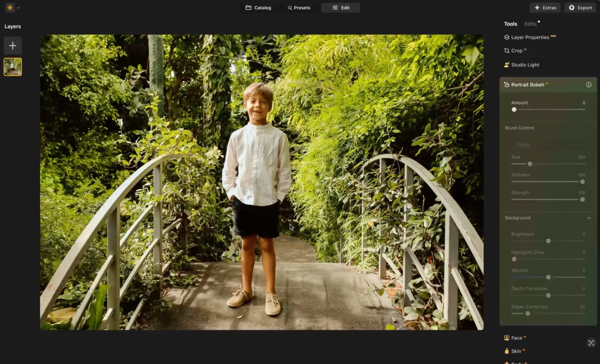 Arrière-plan flouté après la prise de vue avec Bokeh AI dans Luminar Neo