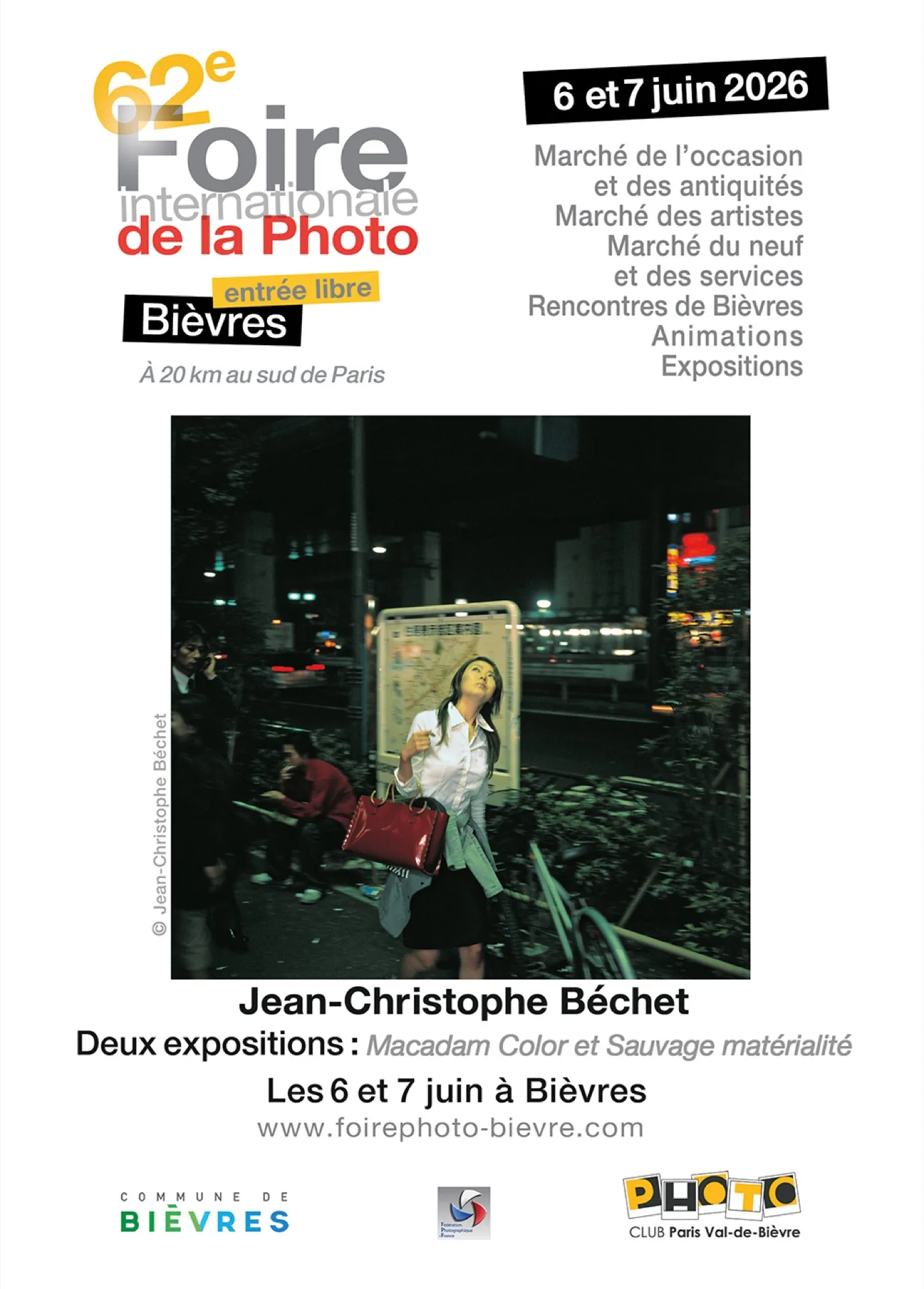 Affiche officielle de la 62e Foire internationale de la photo de Bièvres 2026