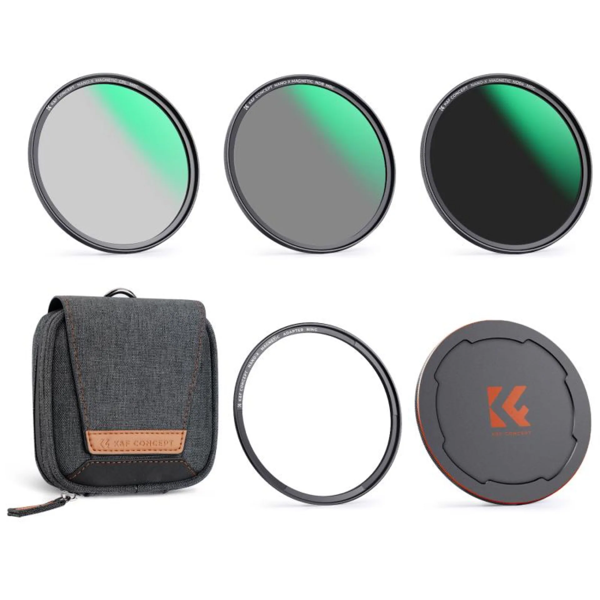 Kit de filtres magnétiques K&F Concept CPL, ND8 et ND64 avec bague, bouchon et pochette