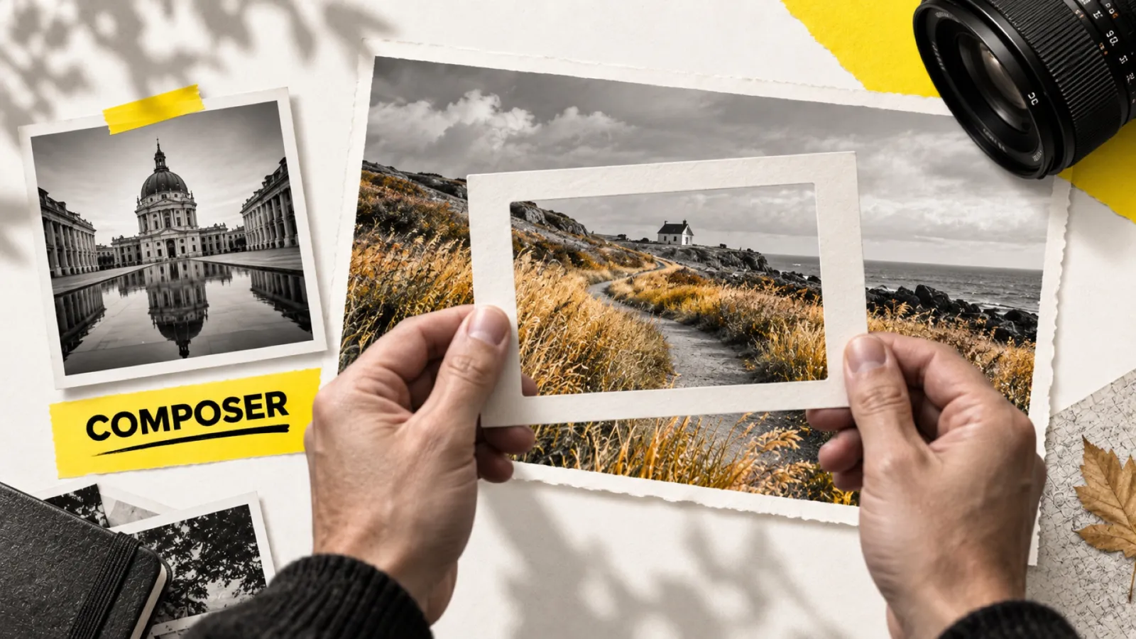 Illustration en collage photographique de l’article « L’importance d’une bonne composition en photographie »