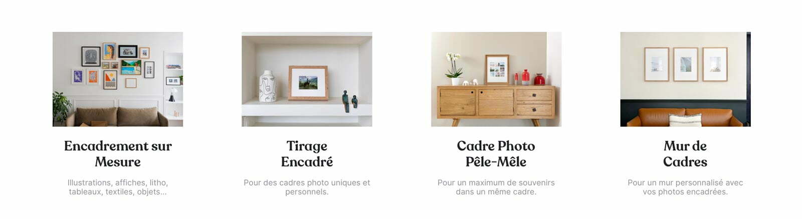 Choix du type d'encadrement sur le site Lama Factory