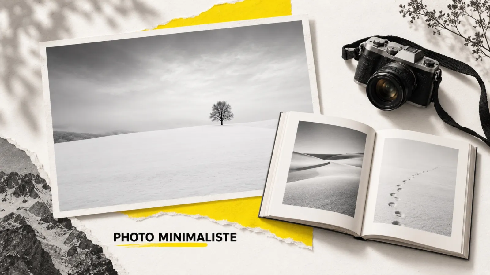 Illustration en collage photographique de l’article « « Les secrets de la photo minimaliste » de Denis Dubesset : faire plus simple pour faire plus fort »
