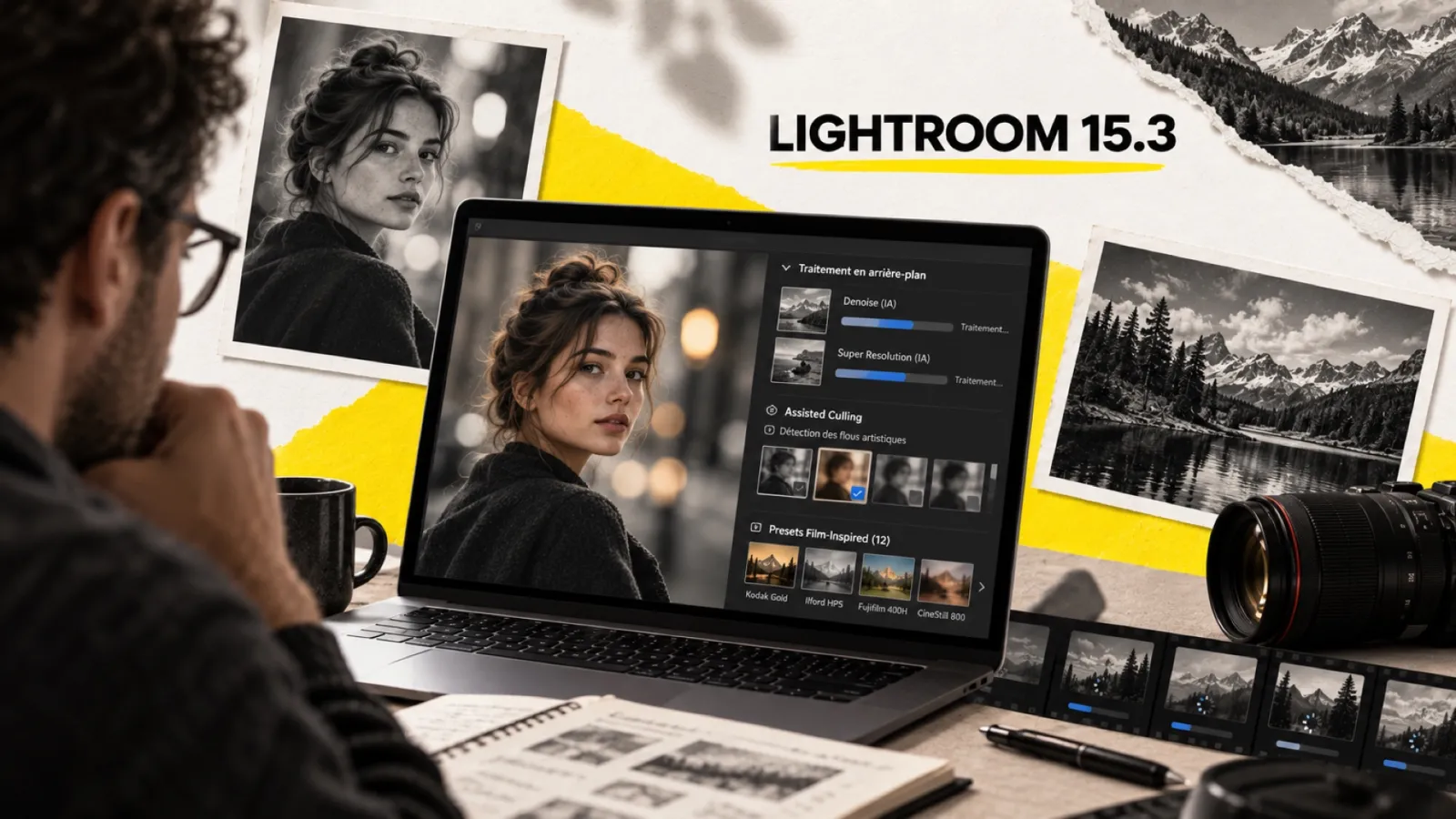 Illustration en collage photographique de l’article « Lightroom Classic 15.3 : les nouveautés d’avril 2026 »