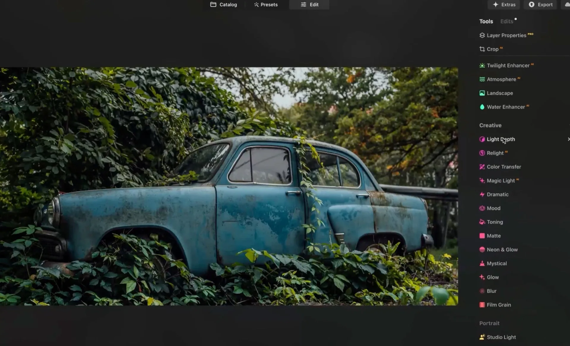 Ajout d'une lumière directionnelle avec l'outil Light Depth de Luminar