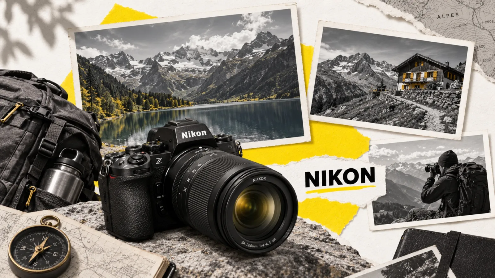 Illustration en collage photographique de l’article « Meilleur objectif de voyage Nikon : le guide par usage et budget »
