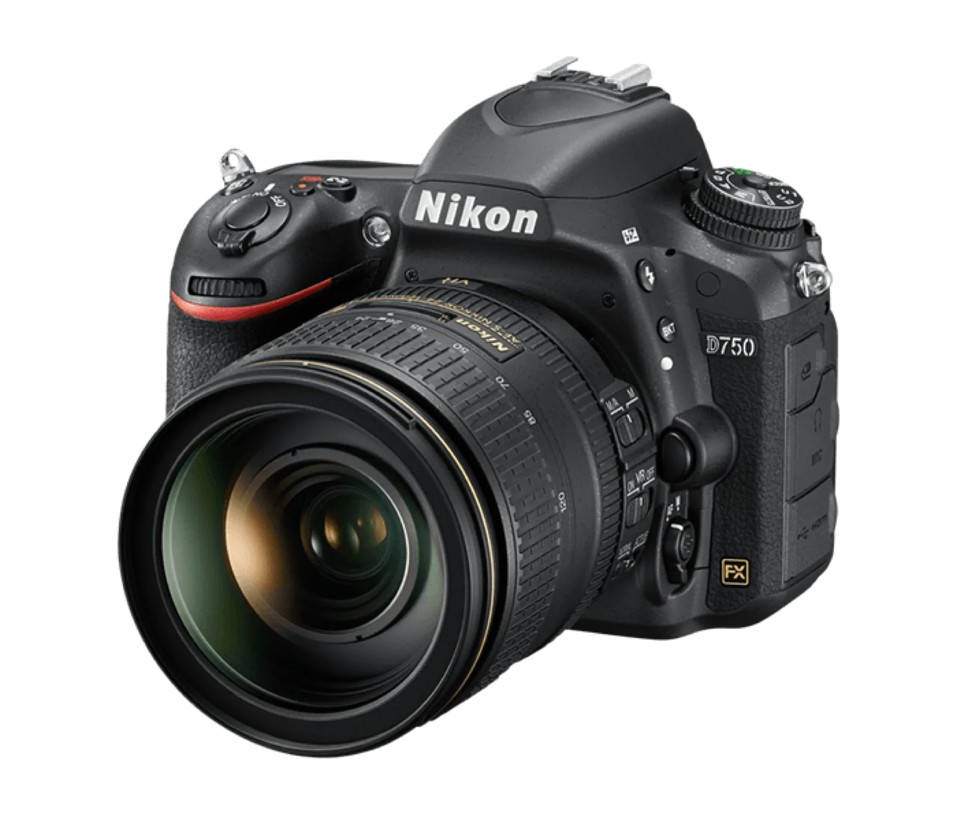 Reflex Nikon D750 vu de trois quarts