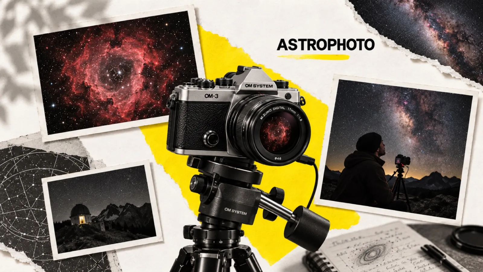 Illustration en collage photographique de l’article « OM System OM-3 Astro : MFT dédié à l’astrophoto »