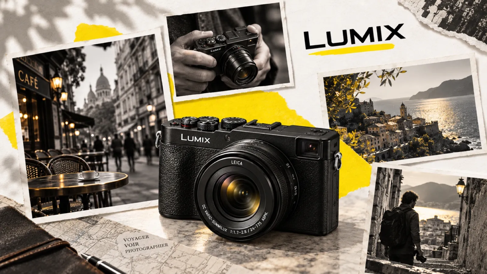 Illustration en collage photographique de l’article « Panasonic Lumix L10 : le compact premium qui veut détrôner le Fujifilm X100VI »