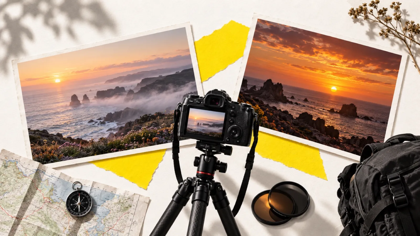 Illustration en collage photographique de l’article « Comment photographier les levers et les couchers de soleil »
