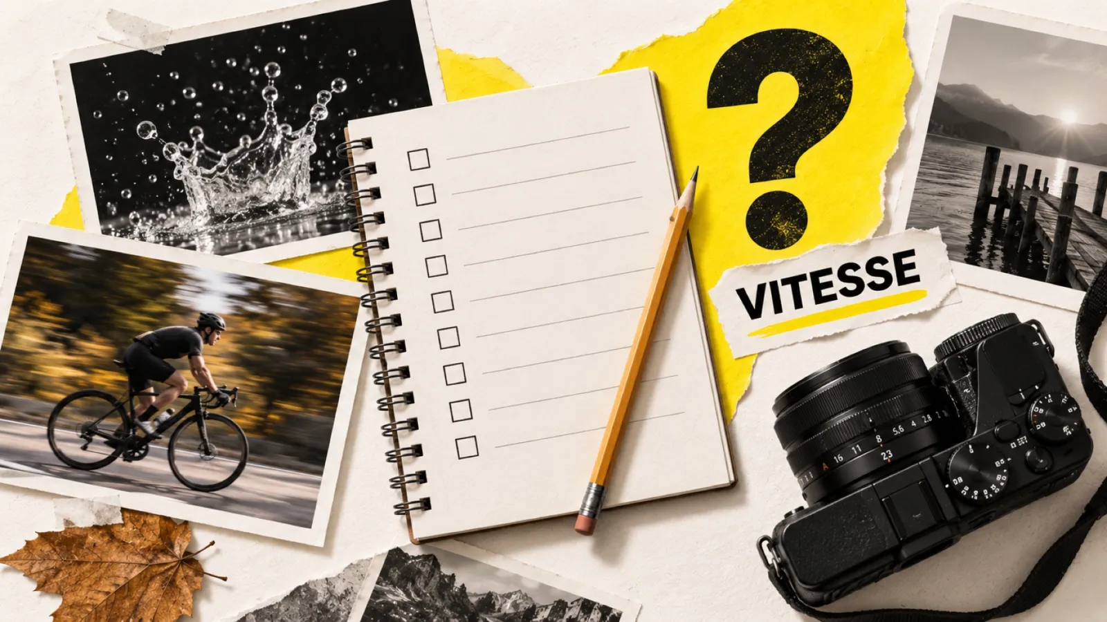 Illustration en collage photographique de l’article « Questionnaire sur la vitesse d’obturation en photographie »