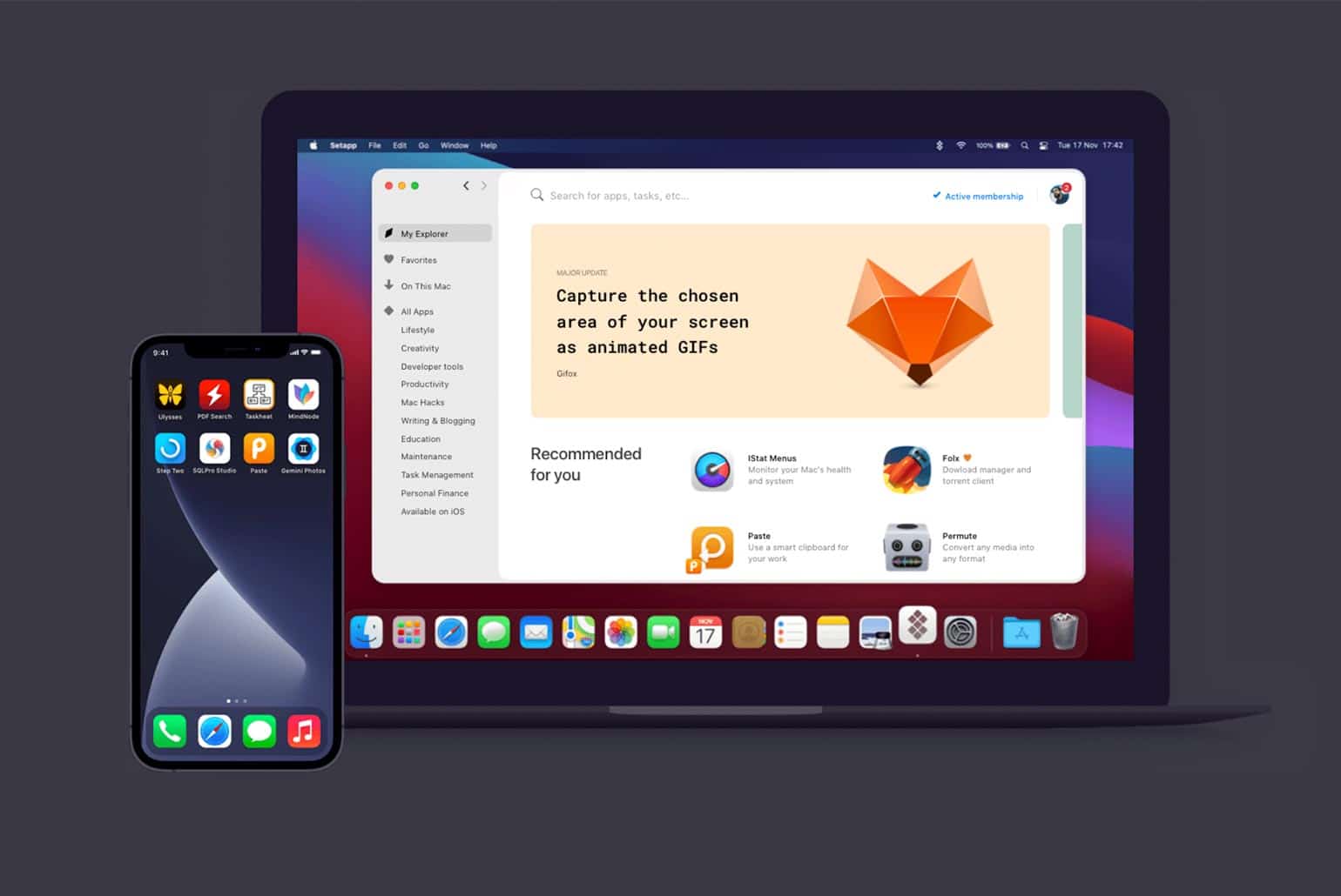 Écran d'ordinateur portable affichant une interface utilisateur d'application avec un smartphone à côté.