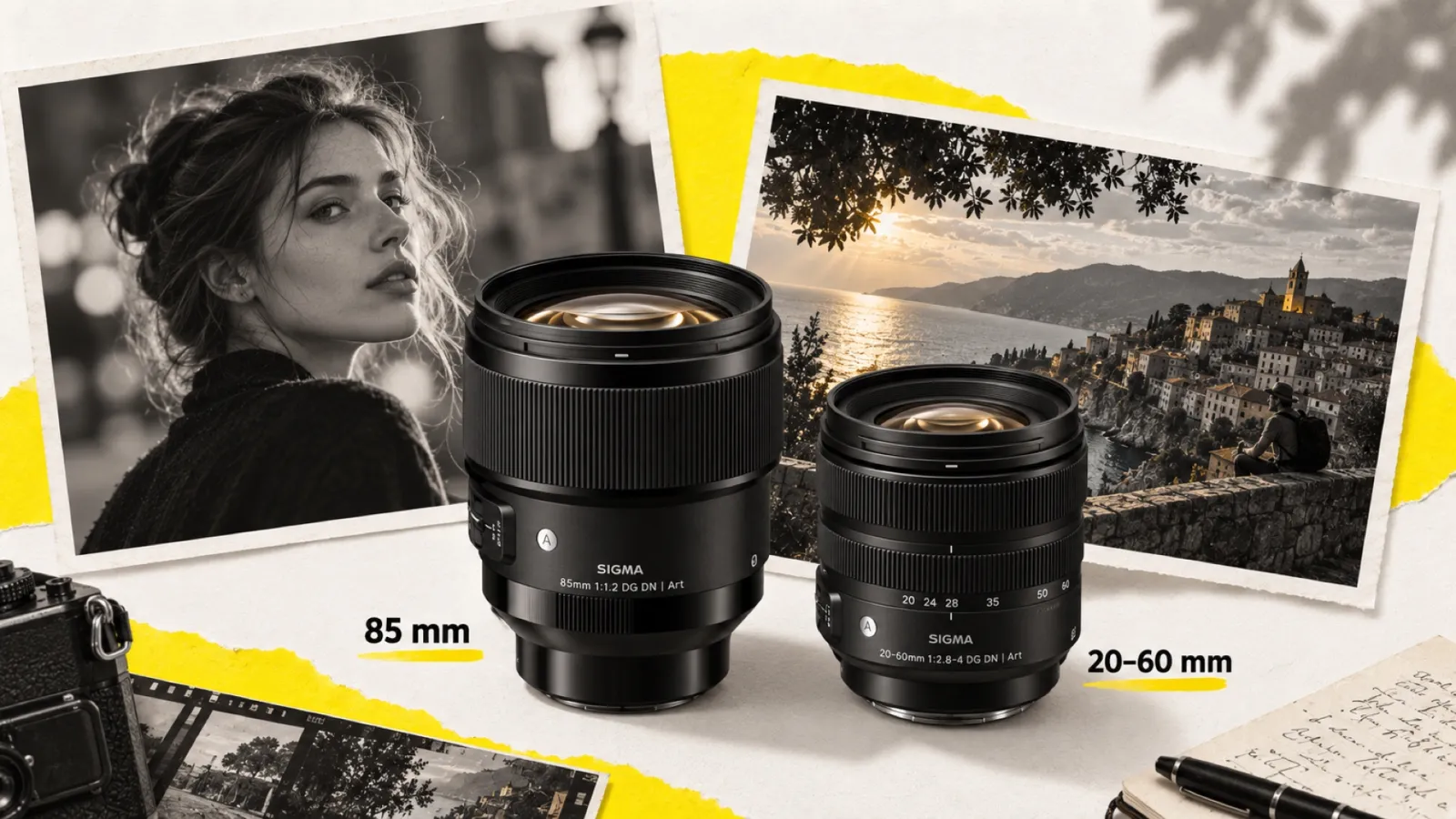 Illustration en collage photographique de l’article « Sigma annonce le 85 mm f/1,2 Art et un 20-60 mm f/2,8-4 »