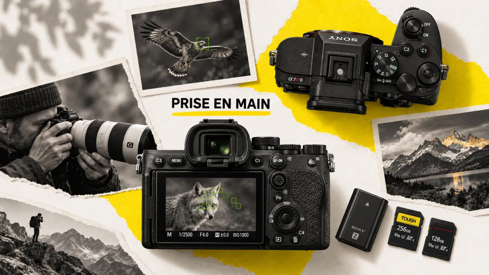 Illustration en collage photographique de l’article « Sony A7R VI : guide de réglages et de prise en main »