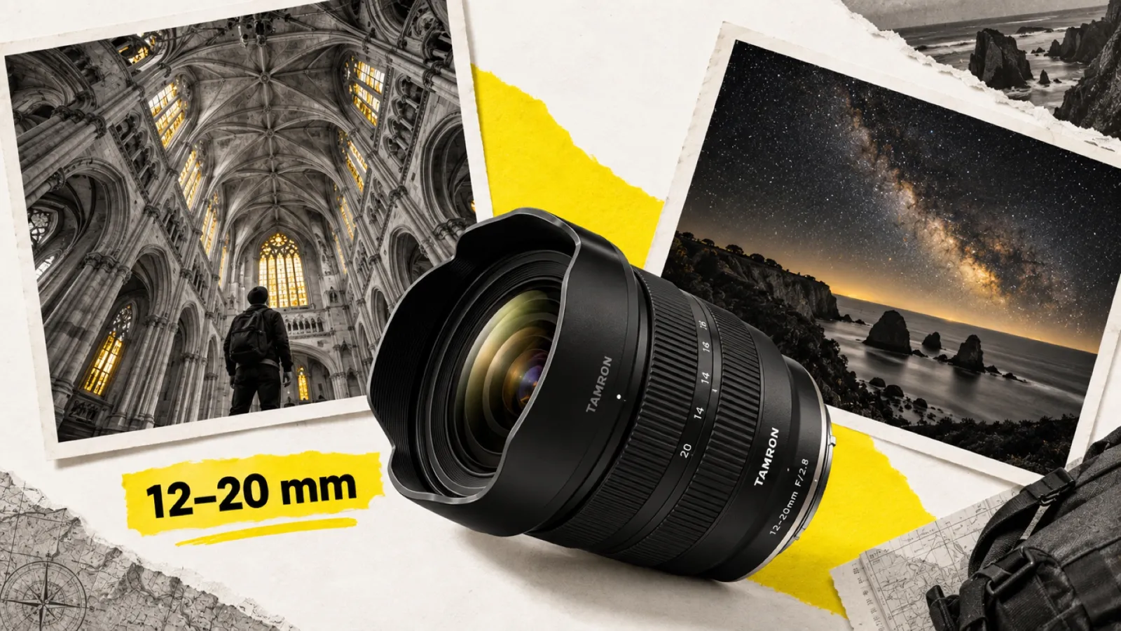 Illustration en collage photographique de l’article « Tamron 12-20mm f/2.8 : l’ultra grand-angle plein format qui ose le 12 mm »