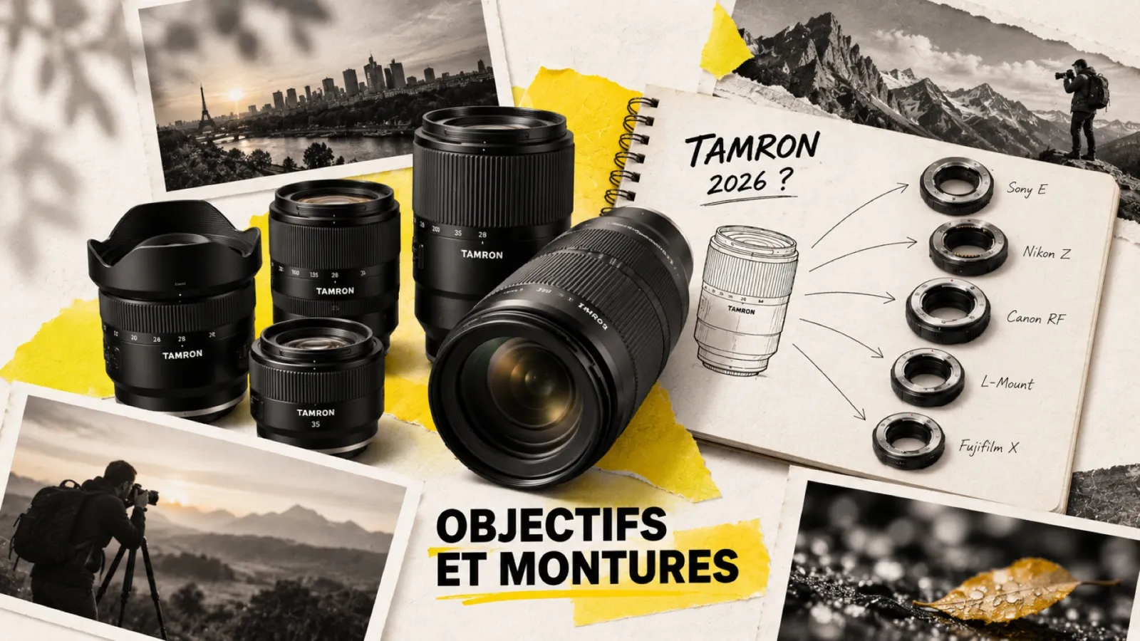 Illustration en collage photographique de l’article « Tamron 2026 : que valent vraiment les 10 modèles ? »