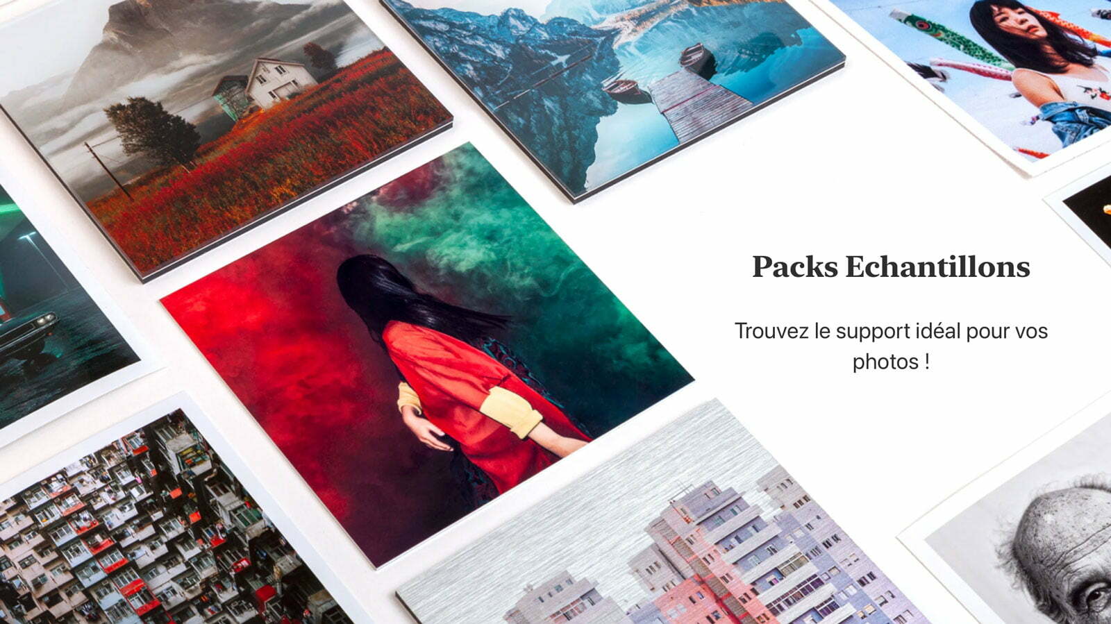 Pack d'échantillons WhiteWall avec les principaux papiers et supports